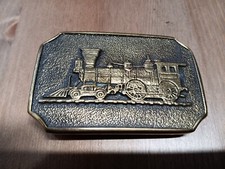 Locomotive Steam Engine Train Solid Brass Vintage 1978 Belt Buckle by BTS