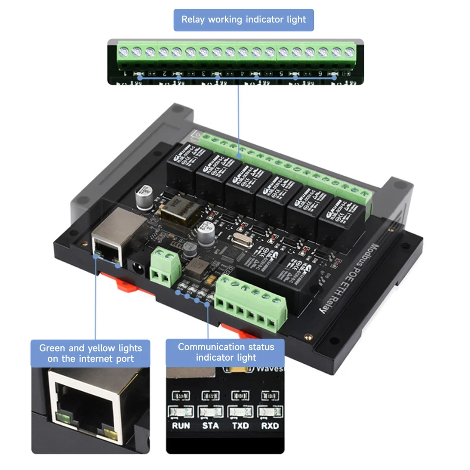 Industrial 8-Channel Ethernet Relay Module Modbus RTU/TCP Protocol Poe Ethernet - Image 4 of 4