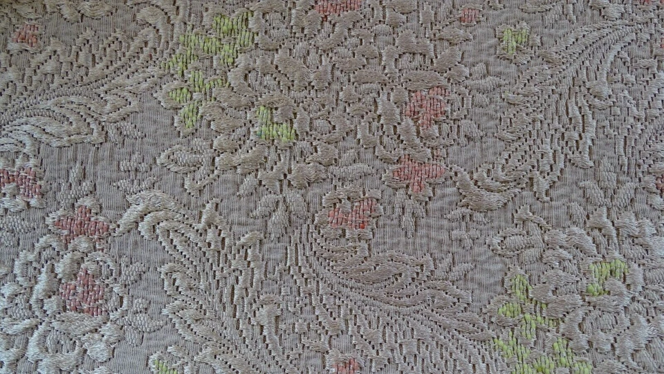Vintage Salmon Gold and Chartruse Brocade Fabric 44 x 36 inches - Image 3 of 4