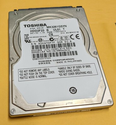 Disque Dur Interne Toshiba MK3261GSYN 320GB 7200tr 2.5" SATA2 - Reconditionné
