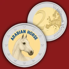 ARABIAN HORSE   2 Euro Coloured  UNC Color  Coin