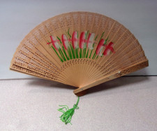 Vintage Travel Folding Hand Fan Flowers