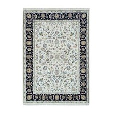 5' x 7' Powder White Nain Design 250 KPSI Soft Wool Hand Knotted Rug R65972