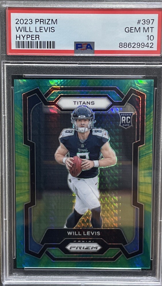 2023 Panini Prizm WILL LEVIS /175 Rookie RC Hyper Prizm Titans #397 PSA 10