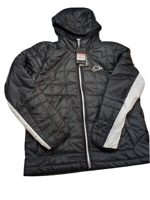 NWT! Nike NSW Synthetic Fill Thermore Full Zip Jacket - Size Large - Black/White