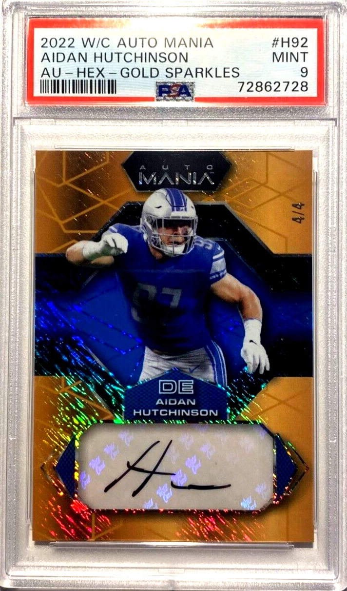 Aidan Hutchinson Wild Card Auto Mania Autographs #AMH92 Hex-Sparkles-Green