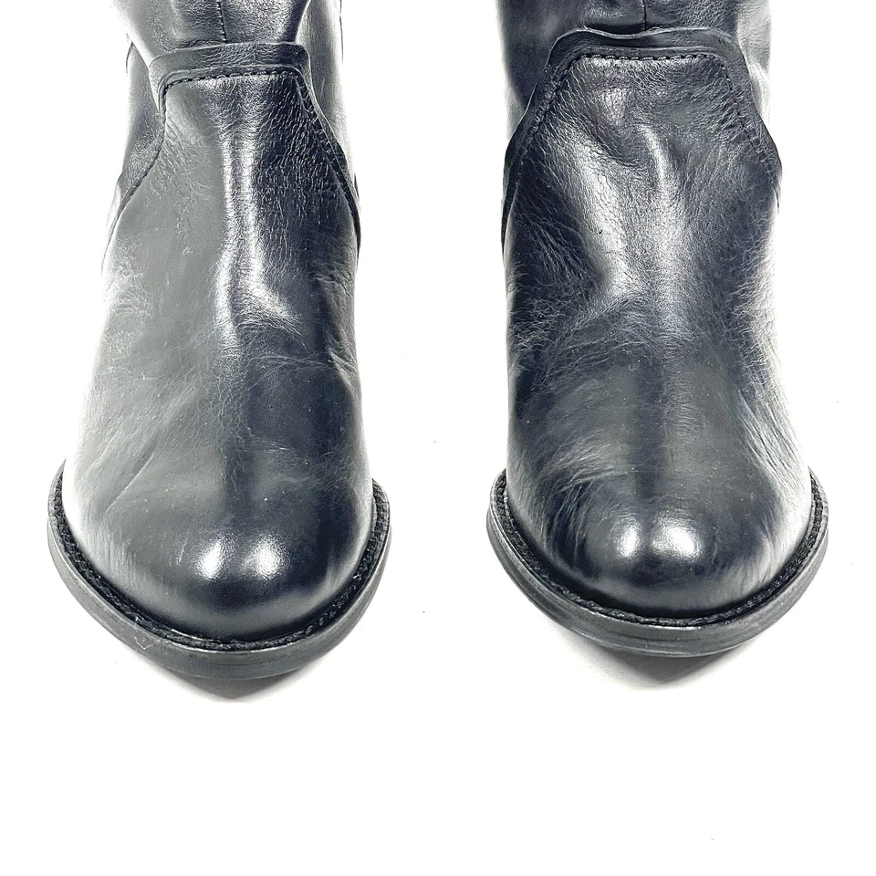 Botas B Makowsky Talla 6.5 M Savannah Cuero Negro Corbata holgada Equitación Alta Foto 3 de 4