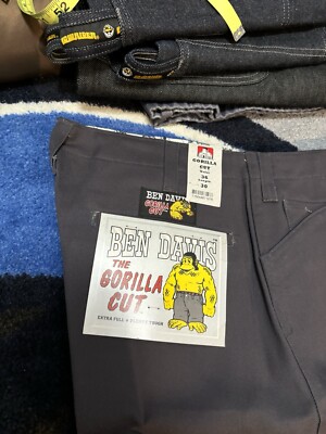 Vintage Ben Davis Gorilla Cut Baggy Wide Deadstock 36x30 Gray USA