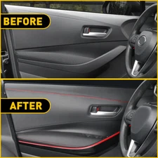 2M PU Car Dashboard Leather Decor Line Strip Sticker Moulding Line Trim Red EOJ