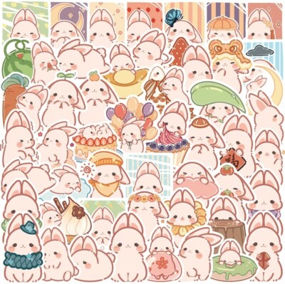 10pc Random (Selection) Pink Rabbit/ Kawaii Cat/Gothic/Squishmallow Stickers