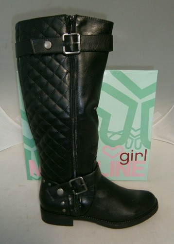 Madeline Girl Sarah Jeanne Black Knee Boots 6.5 Snap Buckles