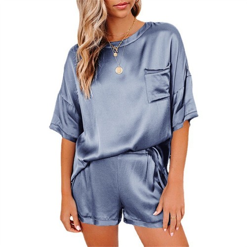 2 Piece Outfits for Women Short Sleeve T Shirt and Shorts Sets Casual Home Set - Picture 15 of 20