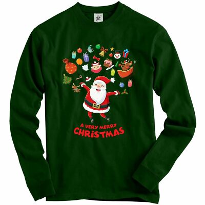 Frohe Weihnachten Santa Jumping Joy Kuchen Baum Eulen Erwachsene Weihnachtspullover
