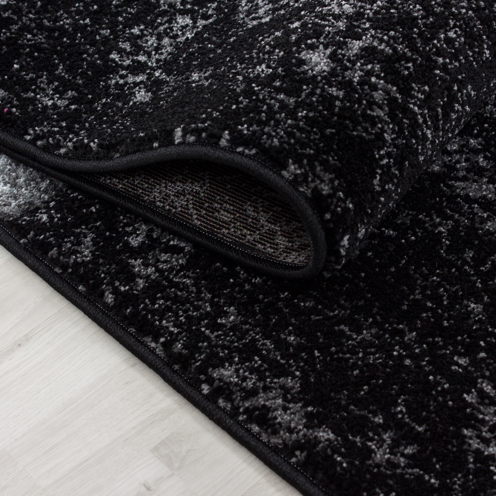 Wohnzimmer Teppich Kariert design, Schwarz, Grau, Weiß, Modern Konturenschnitt