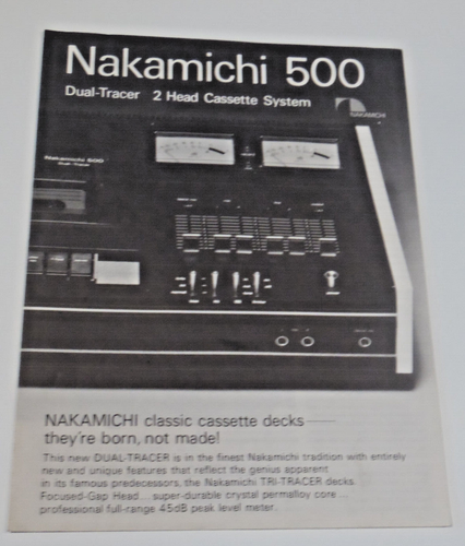 NAKAMICHI 500 Dual Tracer 2 Head Cassette System INFORMATION BROCHURE ...