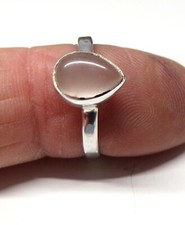 Pink Rose Quartz Pear Gemstone 925 Sterling Silver Dailywear Ring Birthday Gift