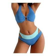 Women Swimsuit Bikini Set Ladies Bathing Suit Two-toned Blue XL/12 012