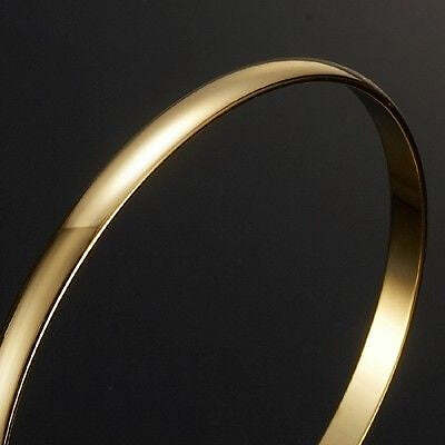 18ct Heavy Yellow Gold Plated Plain Bangle - USA Made - Foto 1 di 3