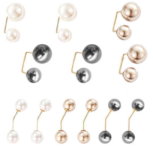 12 StüCke Perlenbrosche Elegante Doppelte KüNstliche Perle Sicherheitsnadel J6V7 - Bild 1 von 10