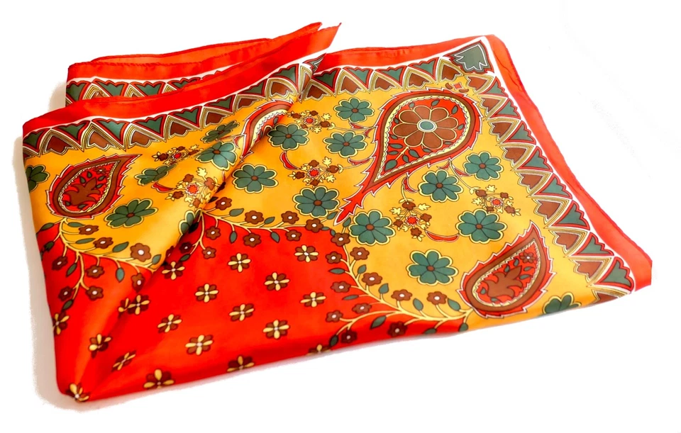 Bufanda Vintage Años 60 70 Mod París Japón 26 Pulgadas Paisley Hippy Boho Cuello Bufanda Foto 2 de 4