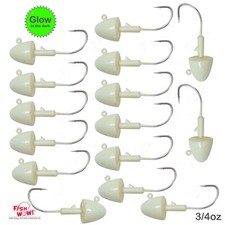 15pcs 3/4oz 0.75oz Scampi Bullet Jig Head for Grub Swim Bait Glow Fish WOW!® NEW