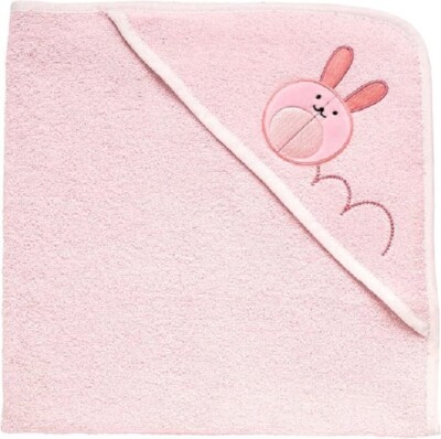 Chicco Handtuch quadratisch mit Kapuze aus rosa Frottee 0m+