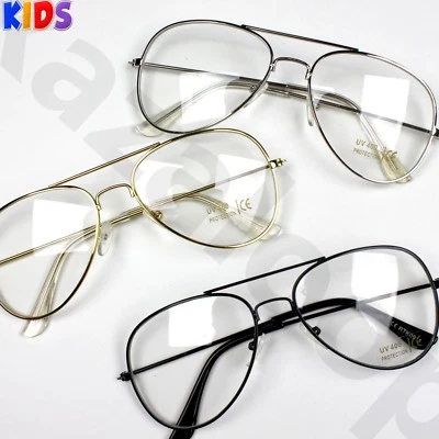 Children Kids Boys Girls Pilot Clear Lens Glasses UV400 Protected - Image 1 of 2