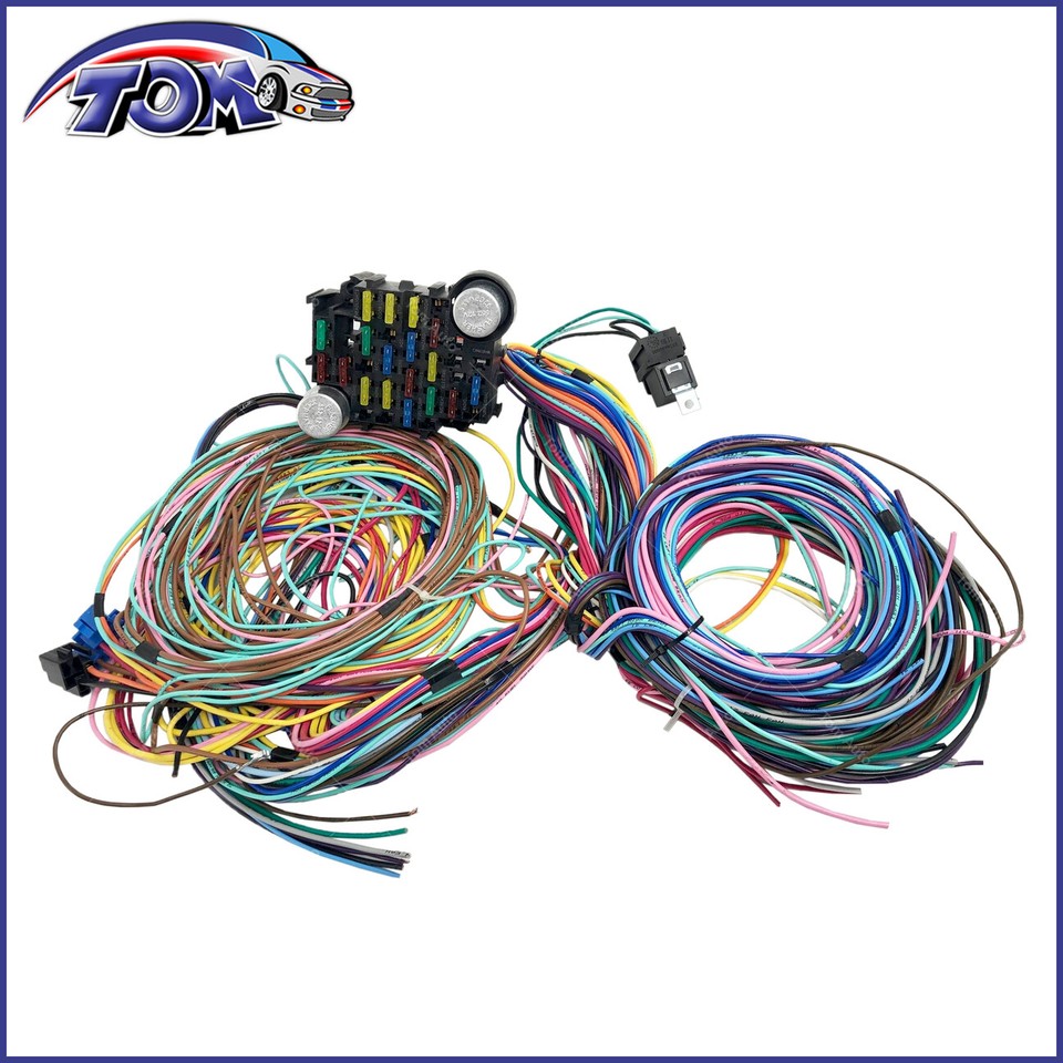 21 CIRCUIT WIRING HARNESS CHEVY MOPAR FORD HOTRODS UNIVERSAL EXTRA LONG WIRES