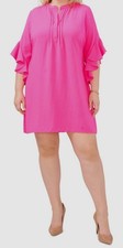 Vince Camuto Women's Pink 3/4-Sleeve Ruffle-Cuff Dress Size 2X