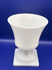 E.O. BRODY CO. Vintage White Urn footed Milk Glass Vase