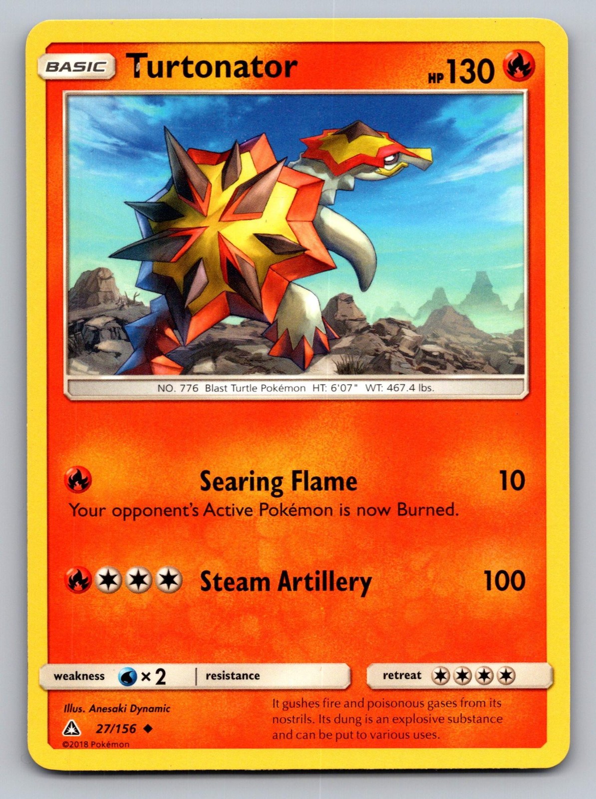 Turtonator 27/156 Uncommon Ultra Prism Pokemon Lightly Played