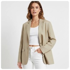 OAK FORT Coastal Quiet Luxury Single Breasted Oversized Blazer LARGE Linen