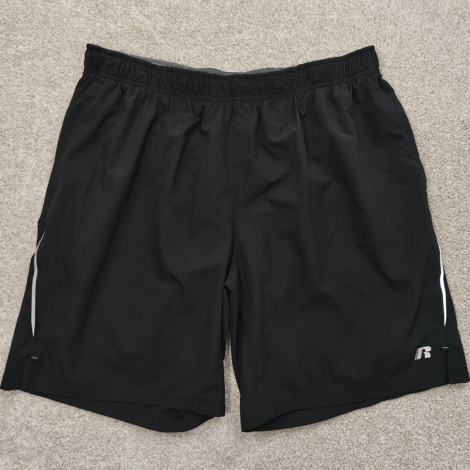 Russell Athletic Men's 2-in-1 Running Shorts L Black Grey Dri-Power 360 Gym