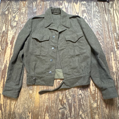 Vintage Canadian Military Battle Dress Blouse 40s/50s Wool Pleated