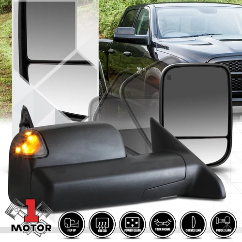 [Pair]Power+Heated Flip Up LED Signal Towing Side Mirror for 09-16 Ram 2500 3500