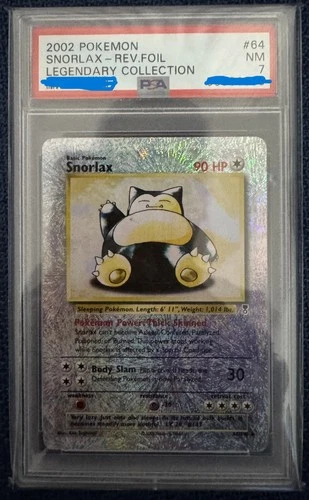 2002 POKEMON LEGENDARY COLLECTION #64 SNORLAX-REVERSE FOIL PSA 7