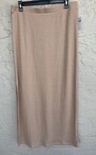 New Women  s Size L Old Navy Long Beige Dried Linen Skirt Ribbed Maxi Skirt.