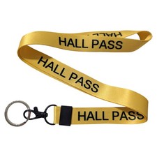 Hall Pass School Classroom Yellow Keychain Lanyard