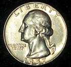 1957 D Washington Quarter - BU Condition - 90% Silver