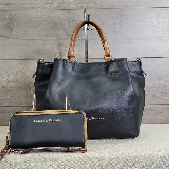 Dooney Bourke Black City Barlow Satchel Wallet Handbag Purse