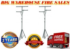 2 MR DJ LS-360 Heavy-Duty Portable DJ Light Stand w/ Two Fixture Arms T-Bar