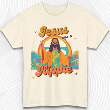 Jesus Was A Hippie Retro Tee, Peace & Love Tshirt, 60s Style, Unisex Cotton