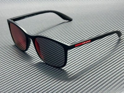 PRADA LINEA ROSSA PS A08S 1BO08F Matte Black Red Mirror Men's 56 mm  Sunglasses - Main Image