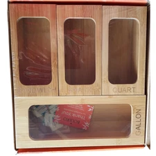NEW NWT Bolkro Premium Moso Bambo Food Storage Bag Drawer Organizer 4 Piece     