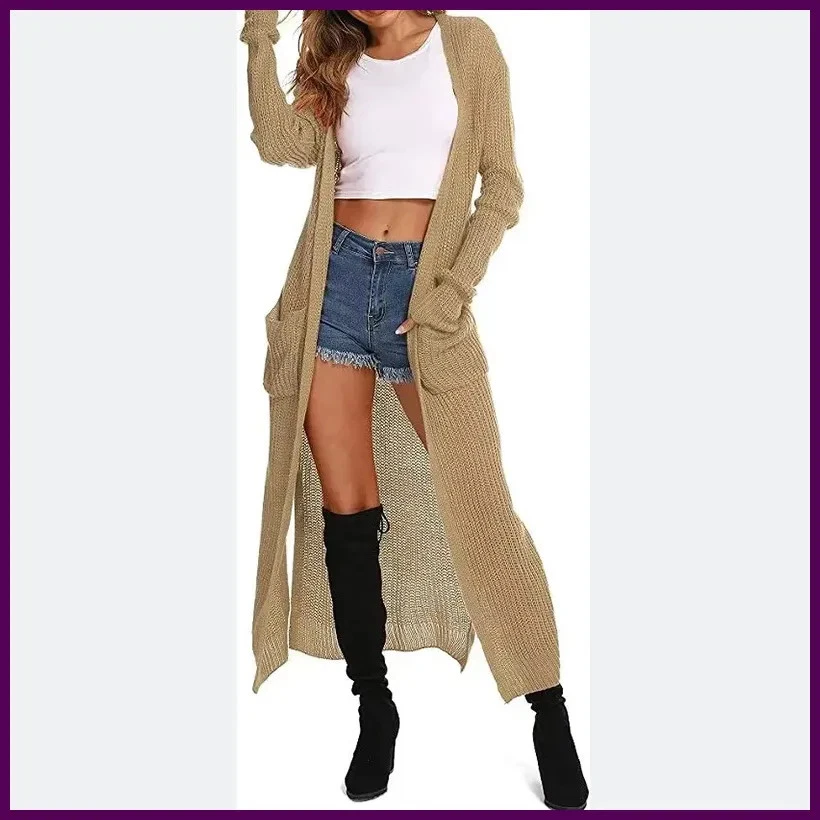 OFF WHITE Cappotto maglione donna manica lunga maxi cardigan spolverino aperto davanti