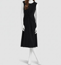 Lauren Ralph Lauren Women Black Twisted-Front Cap-Sleeve Jersey Dress Size 12