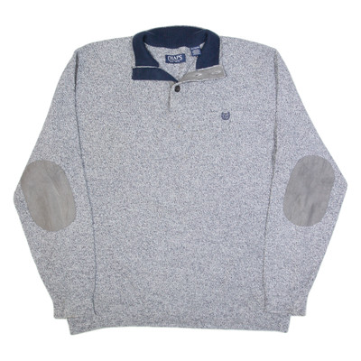 CHAPS Herren Strickpullover Grau 1/4 Reißverschluss Enges Strickbild XL