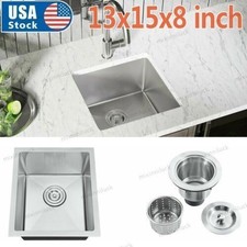 13" Nano Single Bowl Kitchen Sink Undermount Stainless Steel Handmade Bar Sink