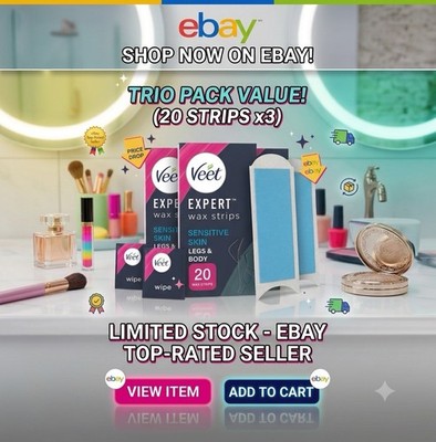 3x Veet Expert Wachsstreifen Beine Körper Empfindliche Haarentfernung 20er Pack