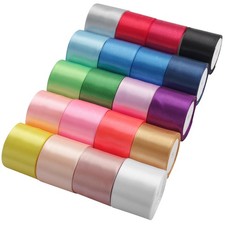 20 Colors Rainbow Ribbon Solid Color Assortment Double Face Satin Ribbon for ...